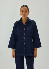 Denim Cinched Waist Jacket